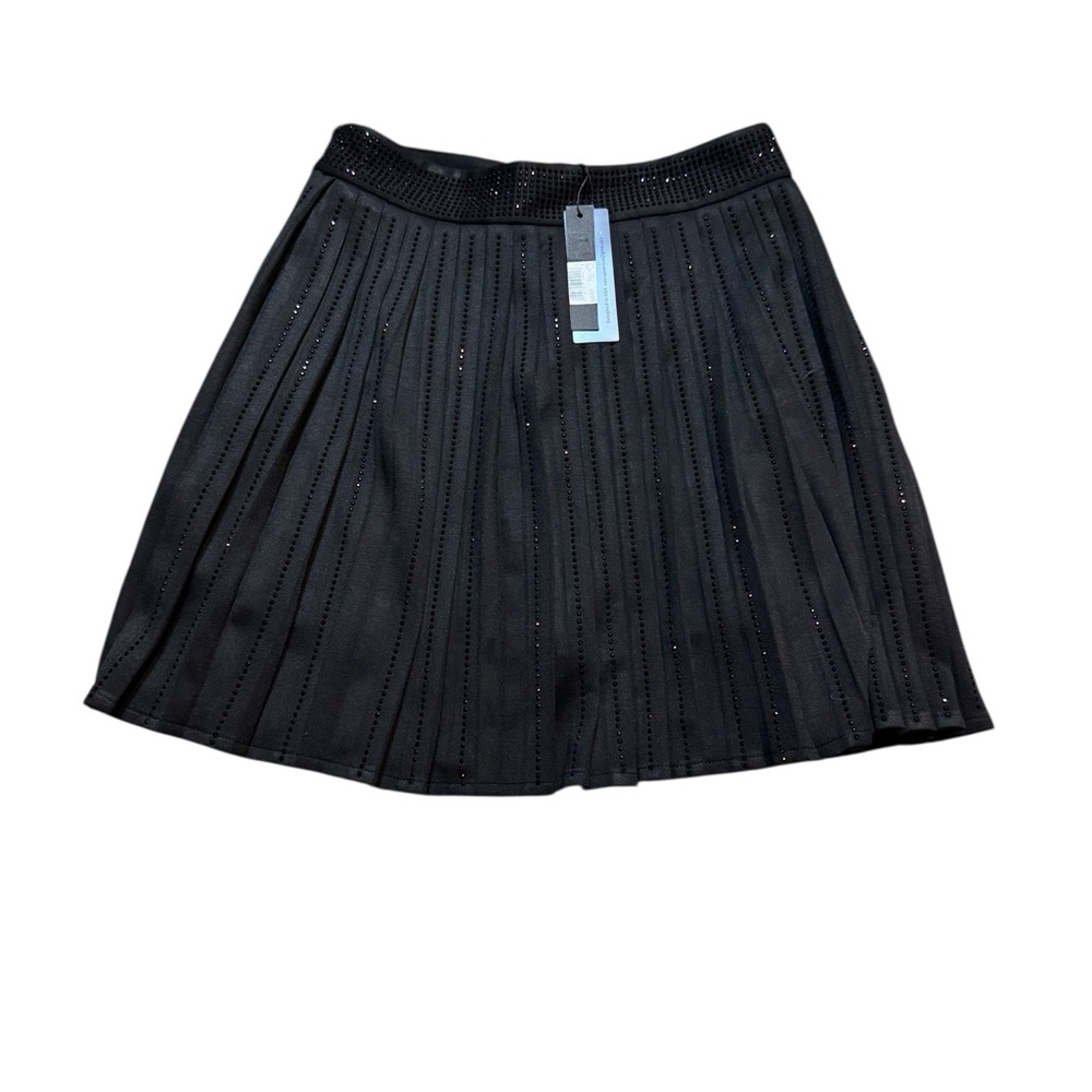 ✨ Nylon Apparel Black Rhinestone Pleated Mini Skirt Sparkle Party S NWT ✨
